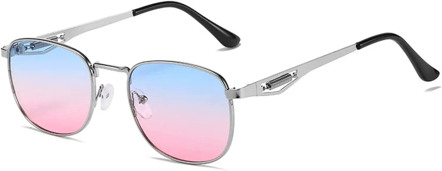 

Металлические солнцезащитные очки для женщин в стиле ретро с прозрачным градиентом и защитой от УФ-излучения UV400, для мужчин в стиле панк HHZZYVY, Silver Blue Pink