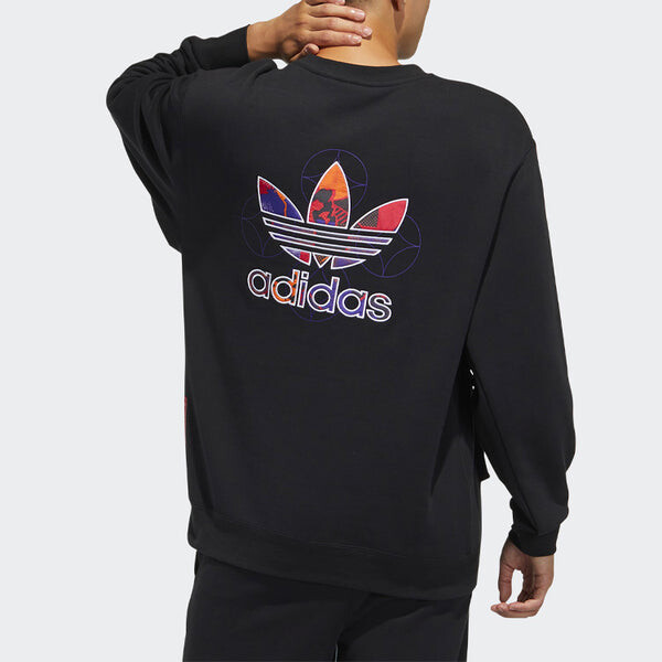 Толстовка originals series cny crew casual sports round neck pullover black Adidas, черный — фото 3