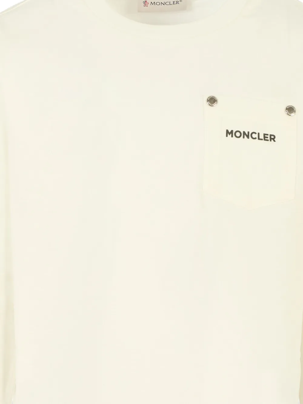 Футболка с накладным карманом с логотипом Moncler Enfant, белый — фото 3
