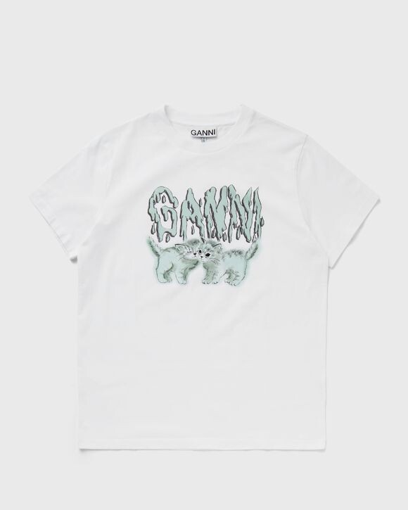 

Топ Ganni Basic Jersey Love Cats Relaxed Tee, ярко-белый