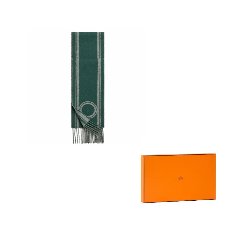 

HERMES Вязаный шарф женский серо-зеленый, Gray Green