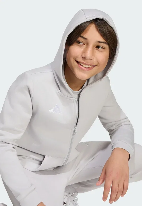 Толстовка с капюшоном и полной застежкой-молнией Entrada26 Adidas Performance, цвет командно-серый/белый — фото 3