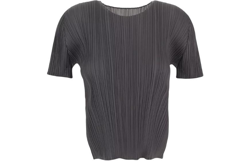 

Складчатый топ с коротким рукавом PLEATS PLEASE ISSEY MIYAKE, серый