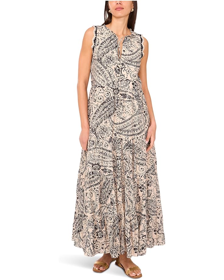 

Платье Vince Camuto Sleeveless Crochet Trim Tiered Maxi, цвет Rich Black