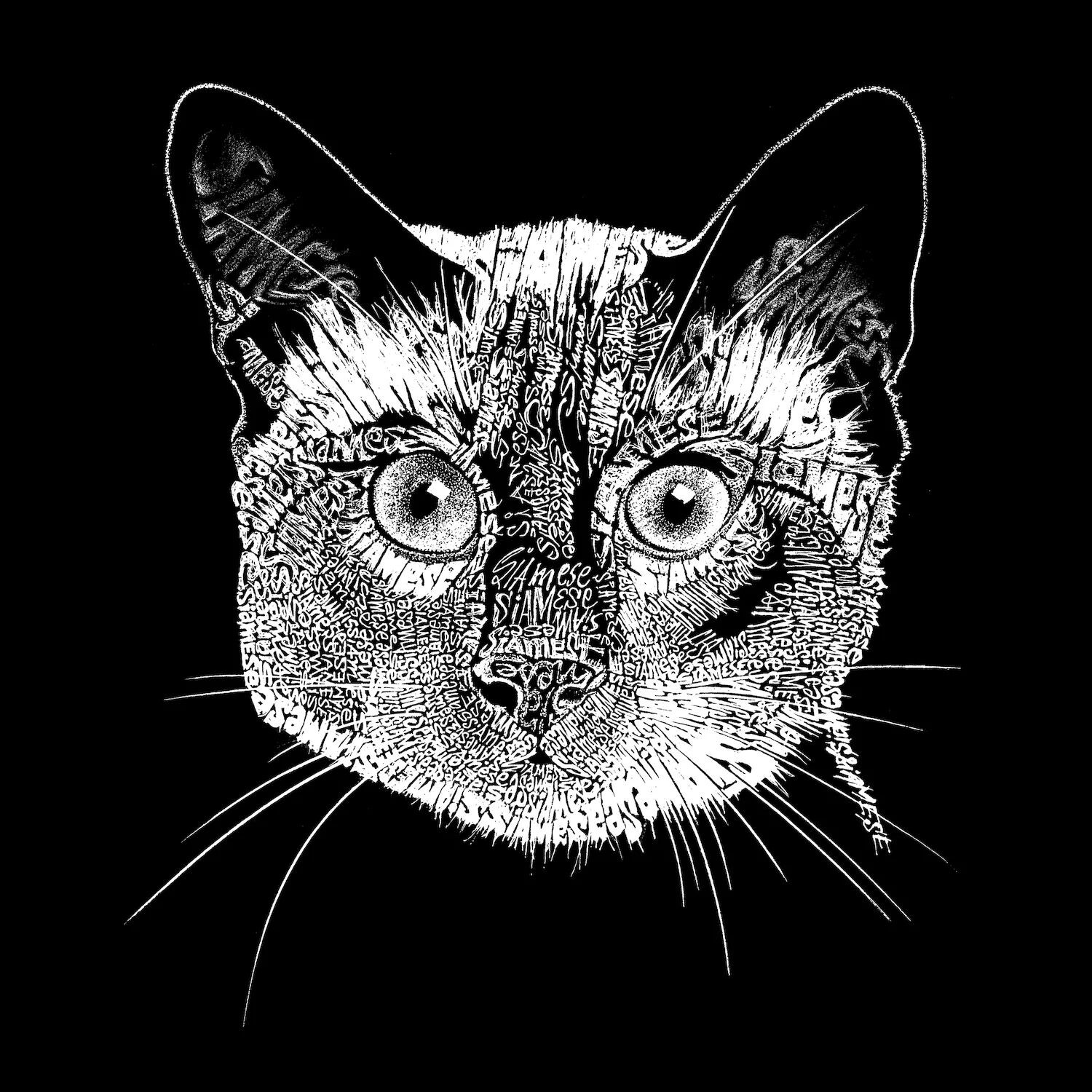 

Сиамский кот — мужская футболка с рисунком Word Art LA Pop Art, черный