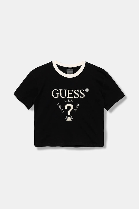 

Детская хлопковая футболка Guess, черный