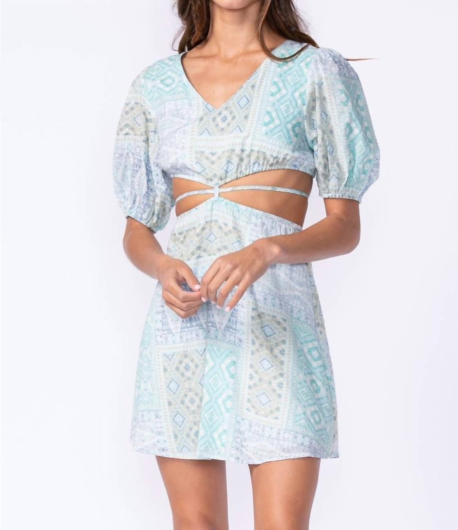 

Бохо платье с принтом, вырезами и завязками в мятном цвете Sky to Moon