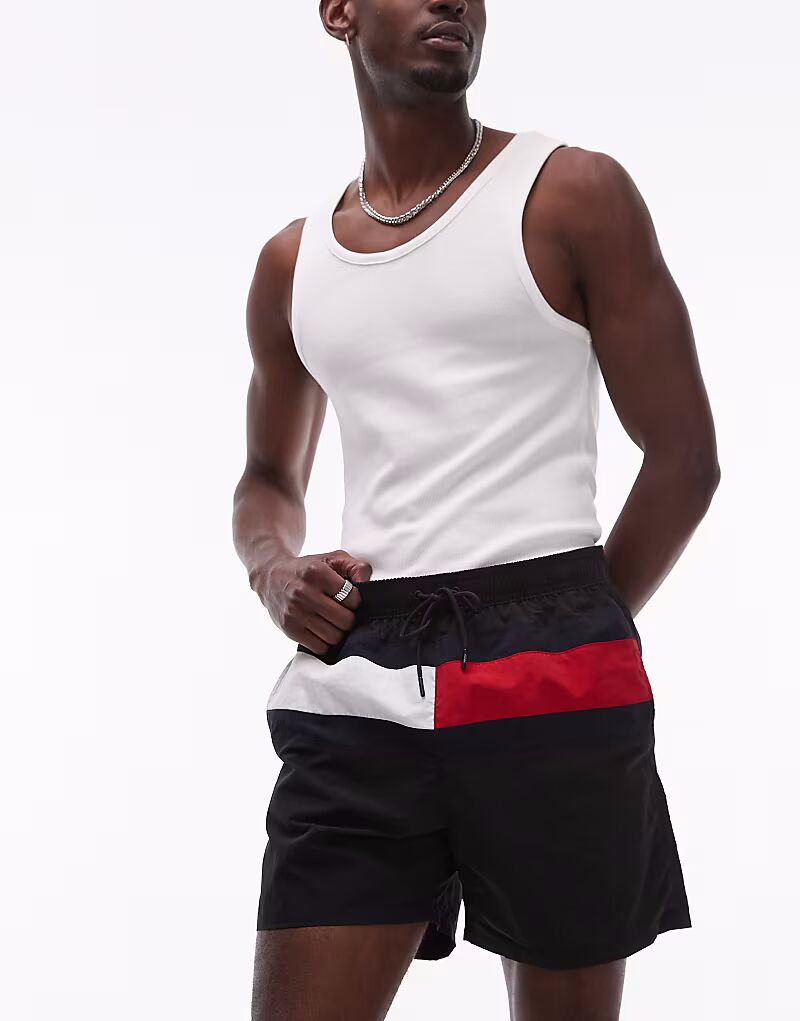 

Плавки-шорты Tommy Hilfiger с завязками и большим флагом, черные