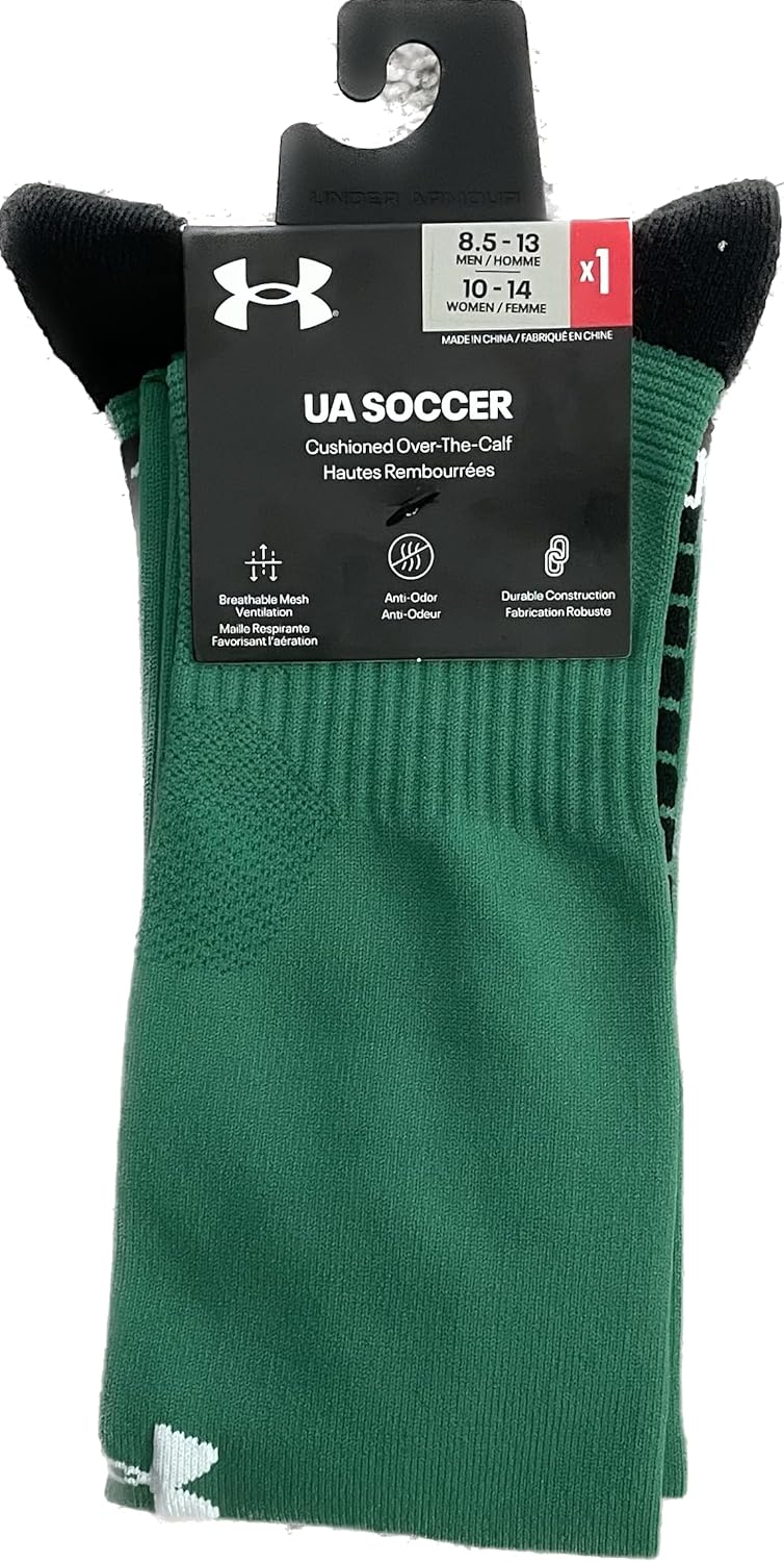 

Футбольные носки Under Armour Adult Over-The-Calf, Team Kelly Green-Black-White