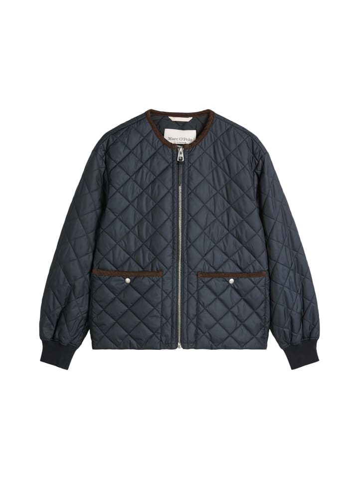 

Marc O'Polo Стеганая куртка без воротника, свободного кроя, глубокого темно-синего цвета