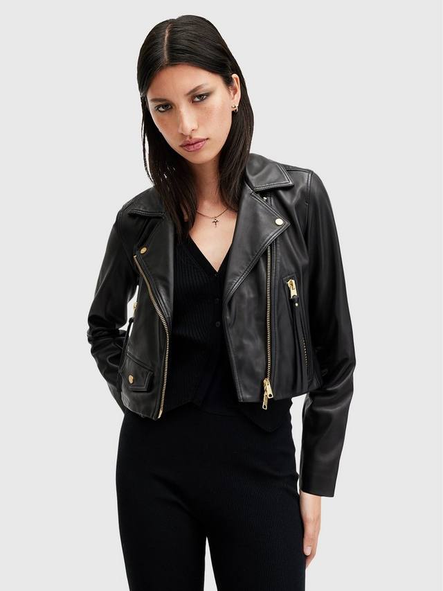 

Байкерская кожаная куртка eloral AllSaints, цвет Black/Gold