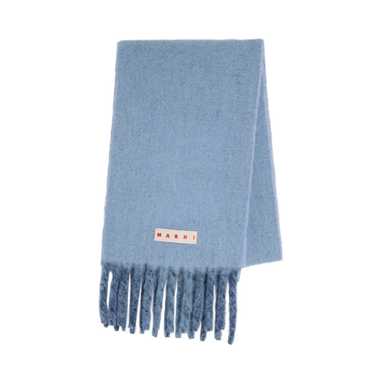 

Шарф Marni Logo Striped Wool Scarf, светло-синий