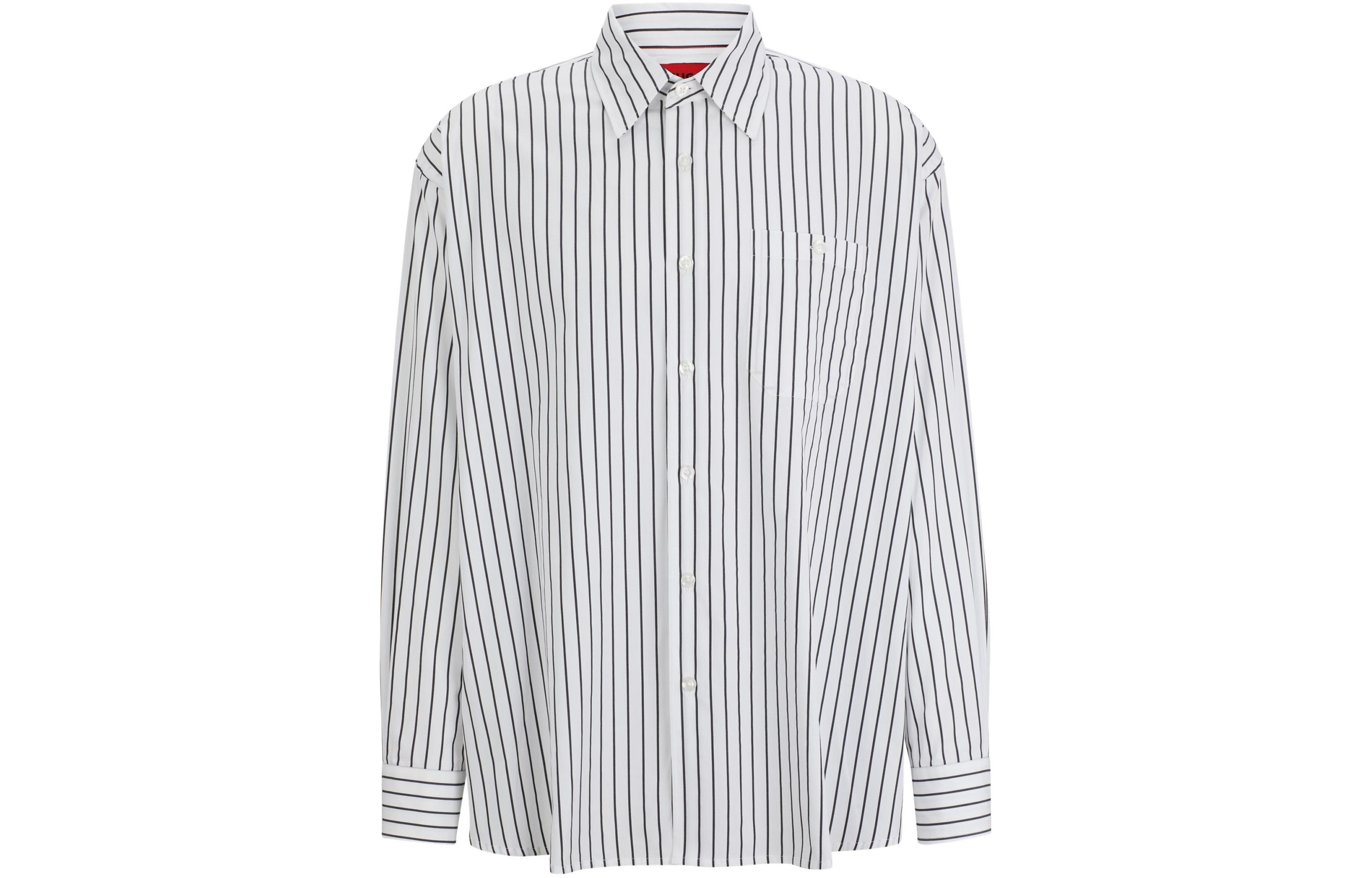 

HUGO BOSS Рубашка Oversized-Fit в полоску из хлопкового поплина мужская White