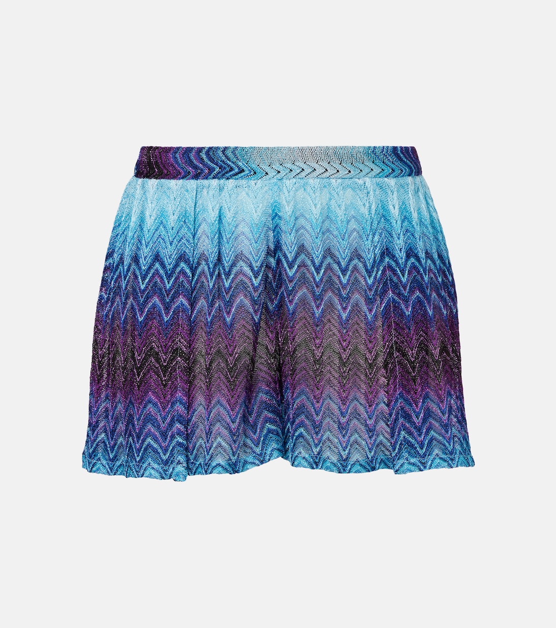 

Шорты с завышенной талией и широкими штанинами Zig Zag ламе Missoni, Multi Blue