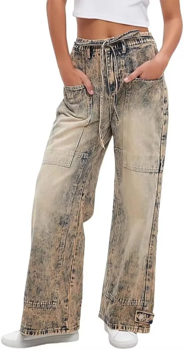 

Женские джинсы с высокой талией и широкими штанинами TACSTRUN