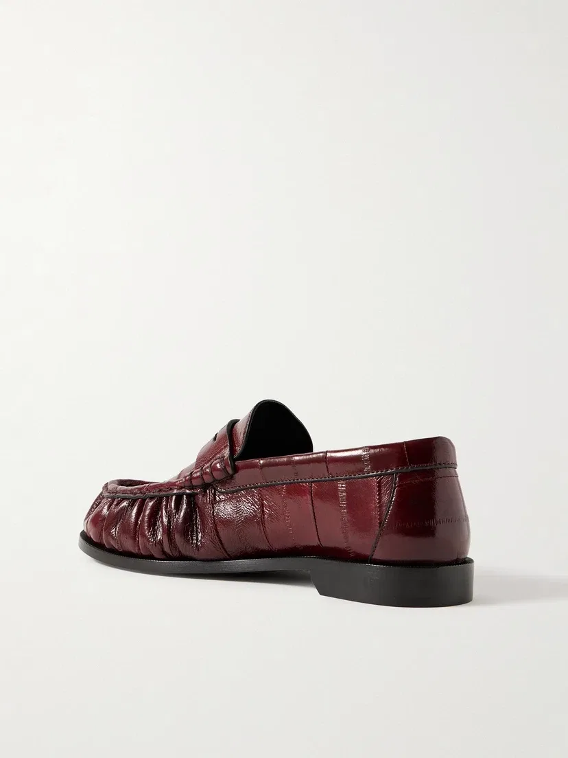 Лоферы из угря Le Loafer SAINT LAURENT, бордовый — фото 3