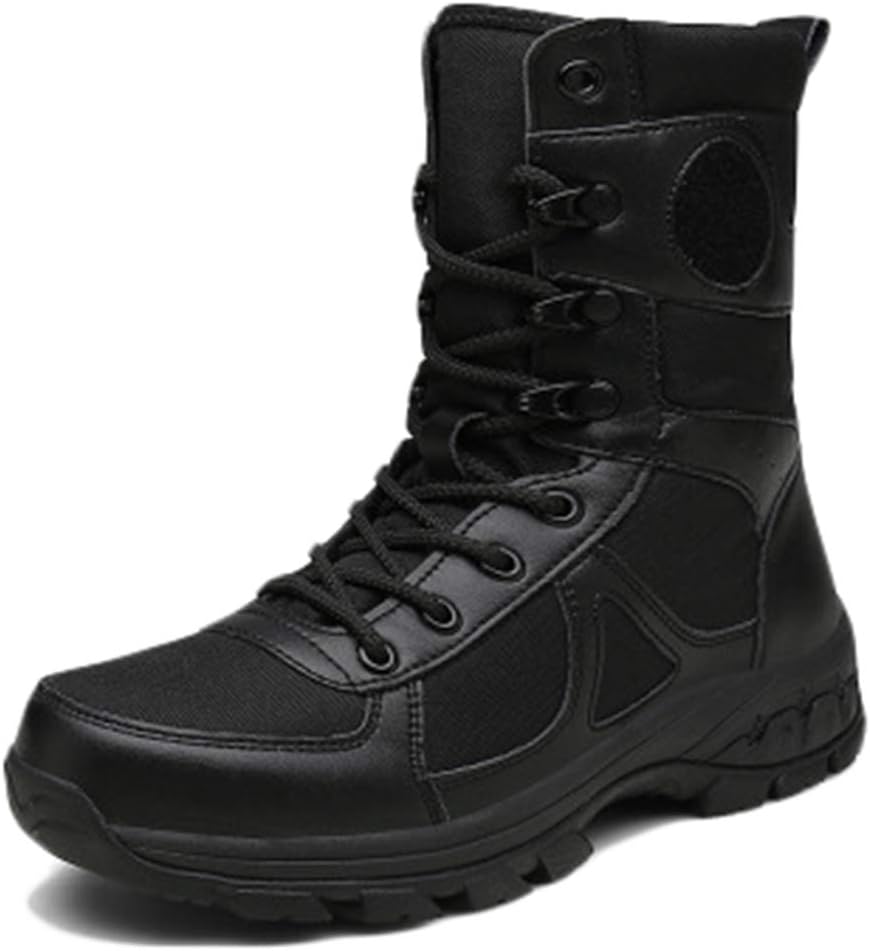 

Зимние мужские армейские туристические ботинки, военные рабочие ботинки, унисекс, взрослые, средние рабочие ботинки, высокие ботинки с боковой молнией, пустынные кожаные туфли Wygwlg, черный