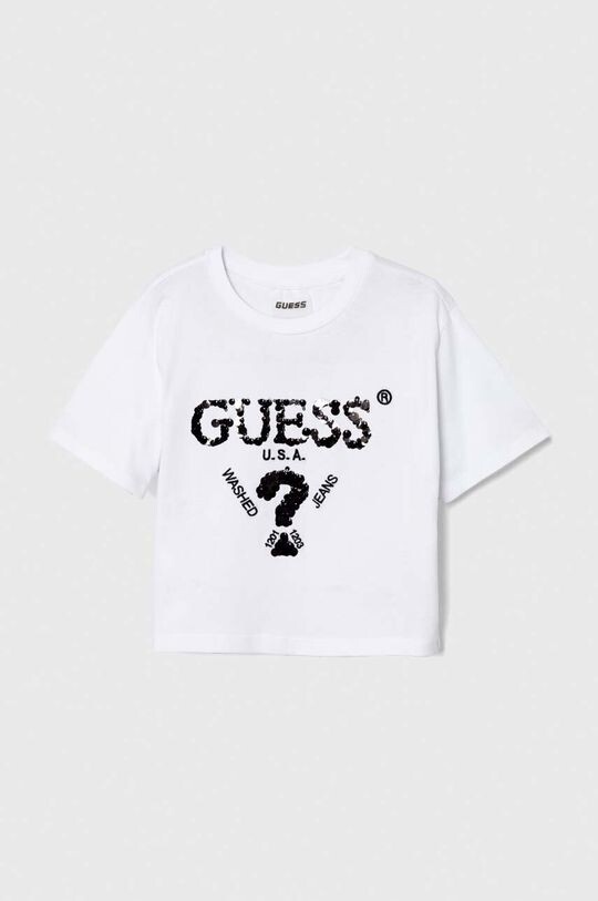 

Детская хлопковая футболка Guess, белый