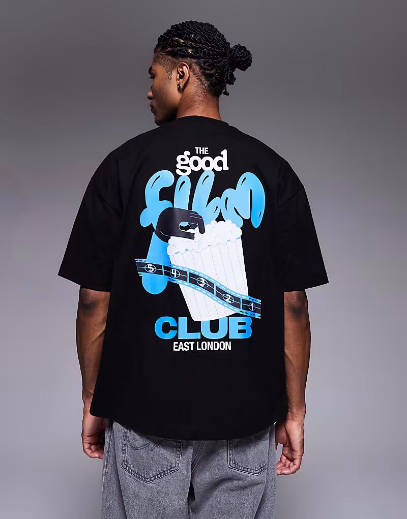 

Футболка оверсайз с принтом на спине черного цвета Asos Design