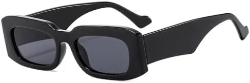 

Солнцезащитные очки прямоугольной формы 2027 года для мужчин и женщин, с широкими дужками, дорожные, винтажные, ретро, ​​с защитой от УФ-излучения UV400 MTZJH, Black