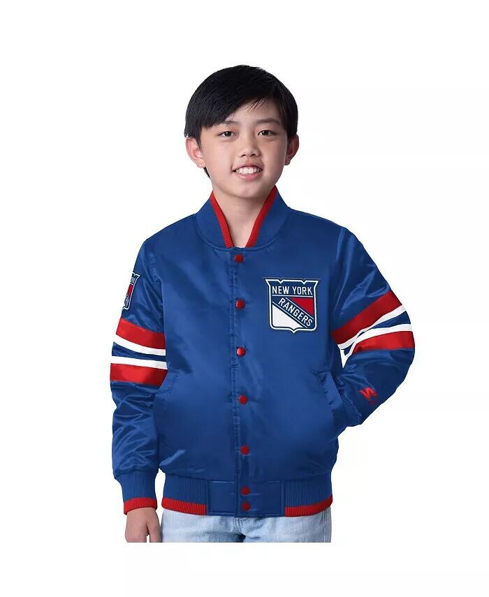 

Куртка New York Rangers Scout 1 для больших мальчиков и девочек, сине-красная, на кнопках, университетская Starter