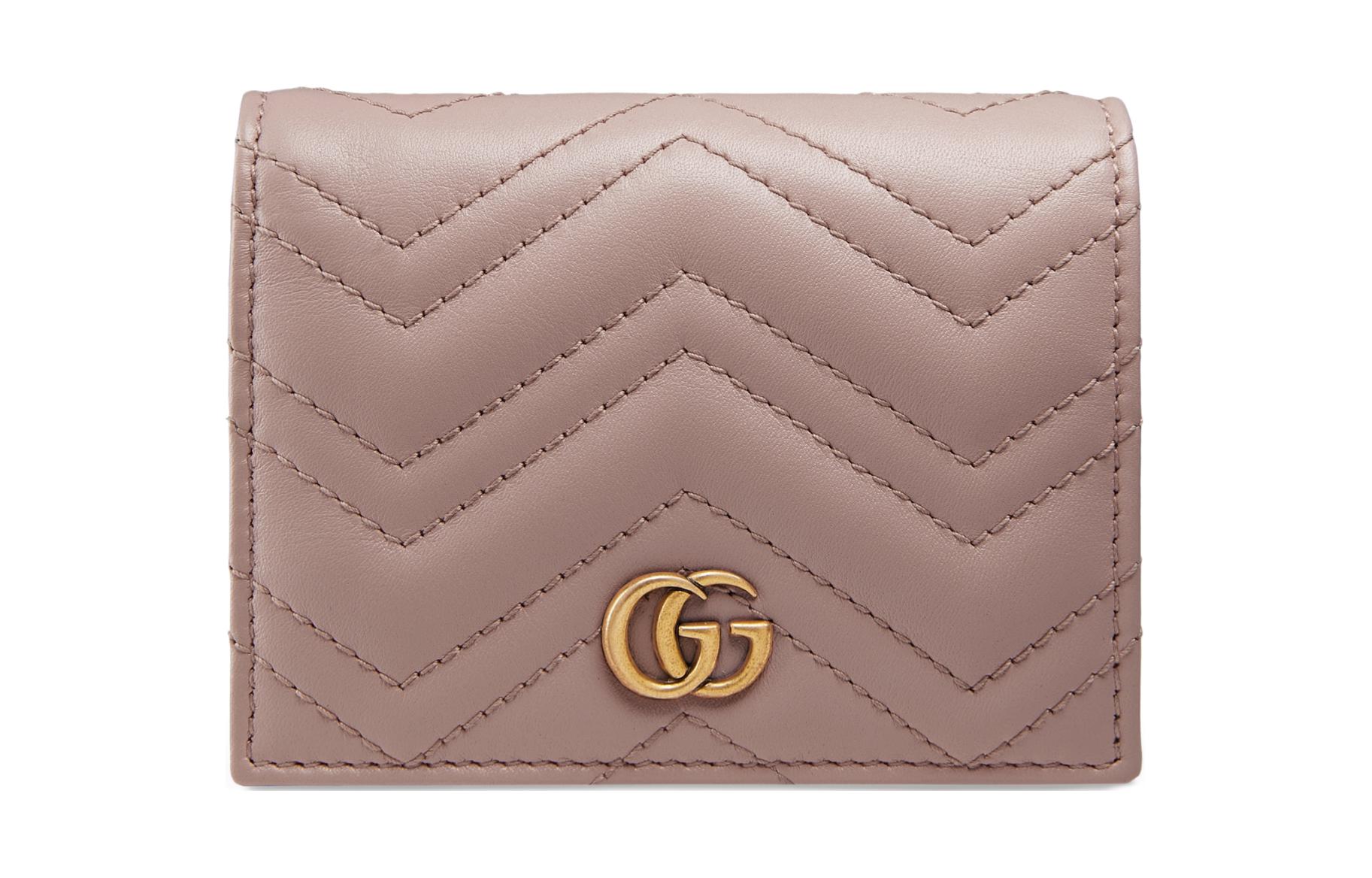 

Кошелек для карт GG Marmont из кожи для женщин nude GUCCI