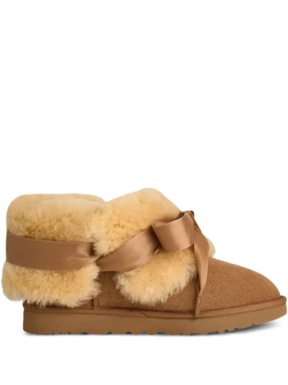 Ботинки с мехом и логотипом UGG, коричневый