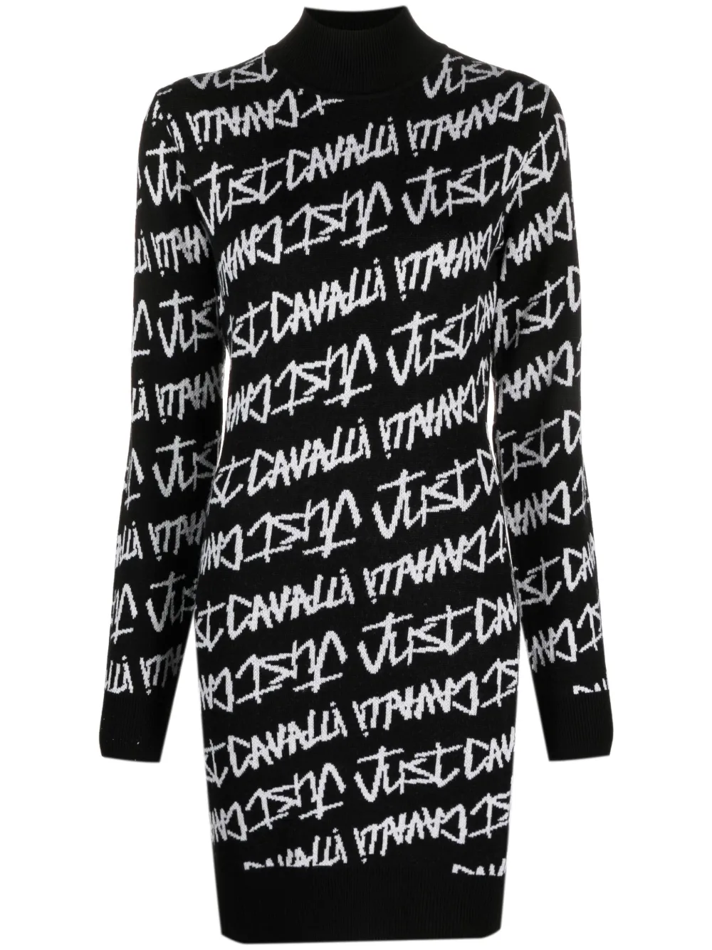 

Платье вязки интарсия с логотипом Just Cavalli, черный