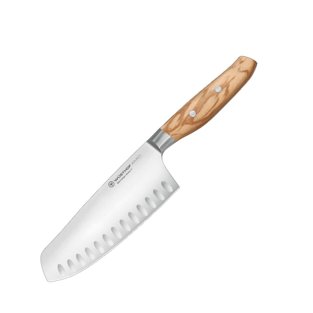 

Wüsthof Solingen AMICI Santoku, лезвие ножа 17 см, ручка из оливкового дерева
