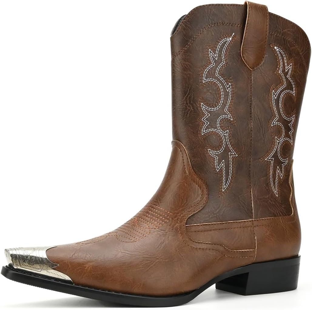 

Мужские ковбойские сапоги WEOOAR с классической вышивкой, устойчивые к скольжению, прочные, модные, в ретро-стиле, весна/осень, коричневый