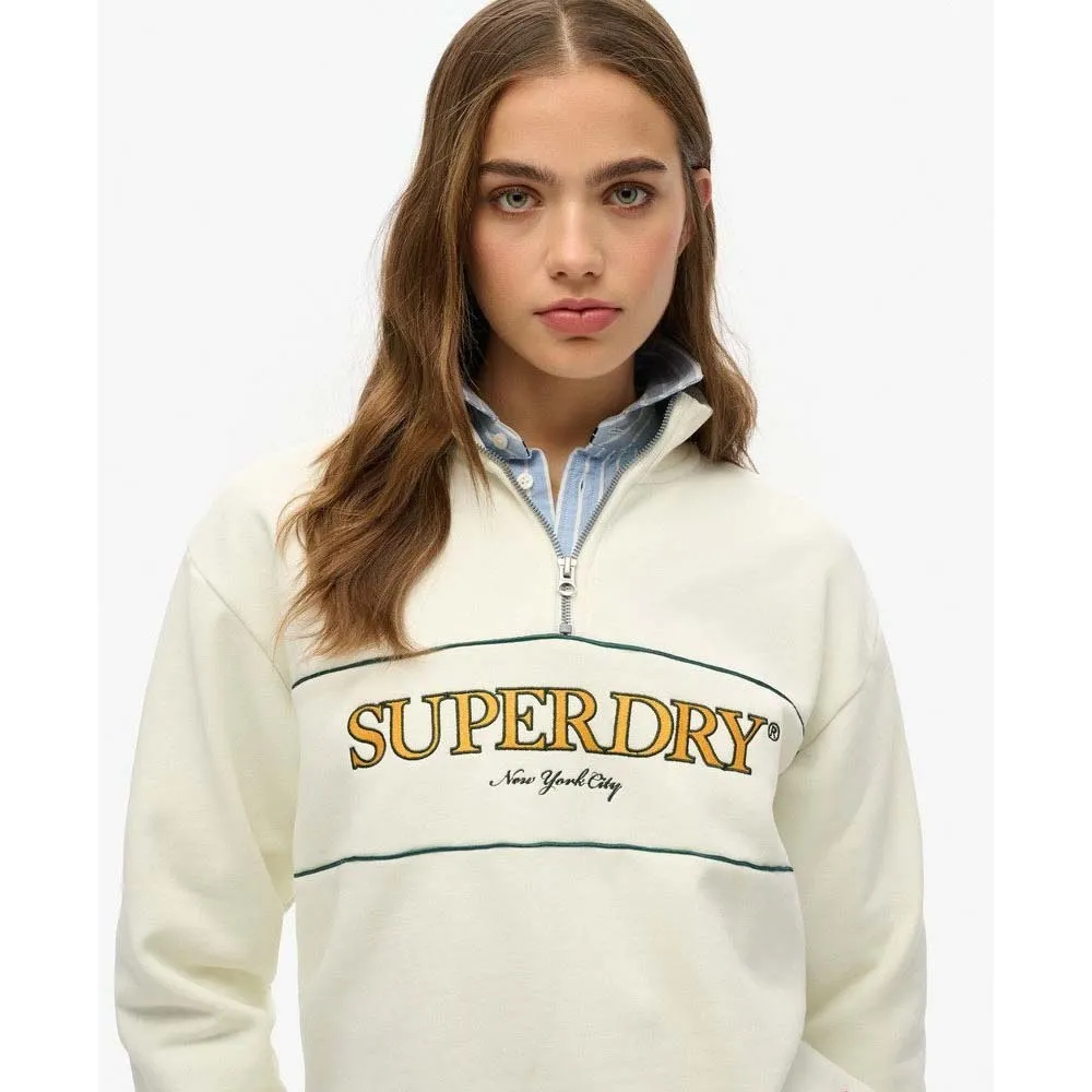 Толстовка Superdry Country Club Loose half zip, бежевый — фото 3