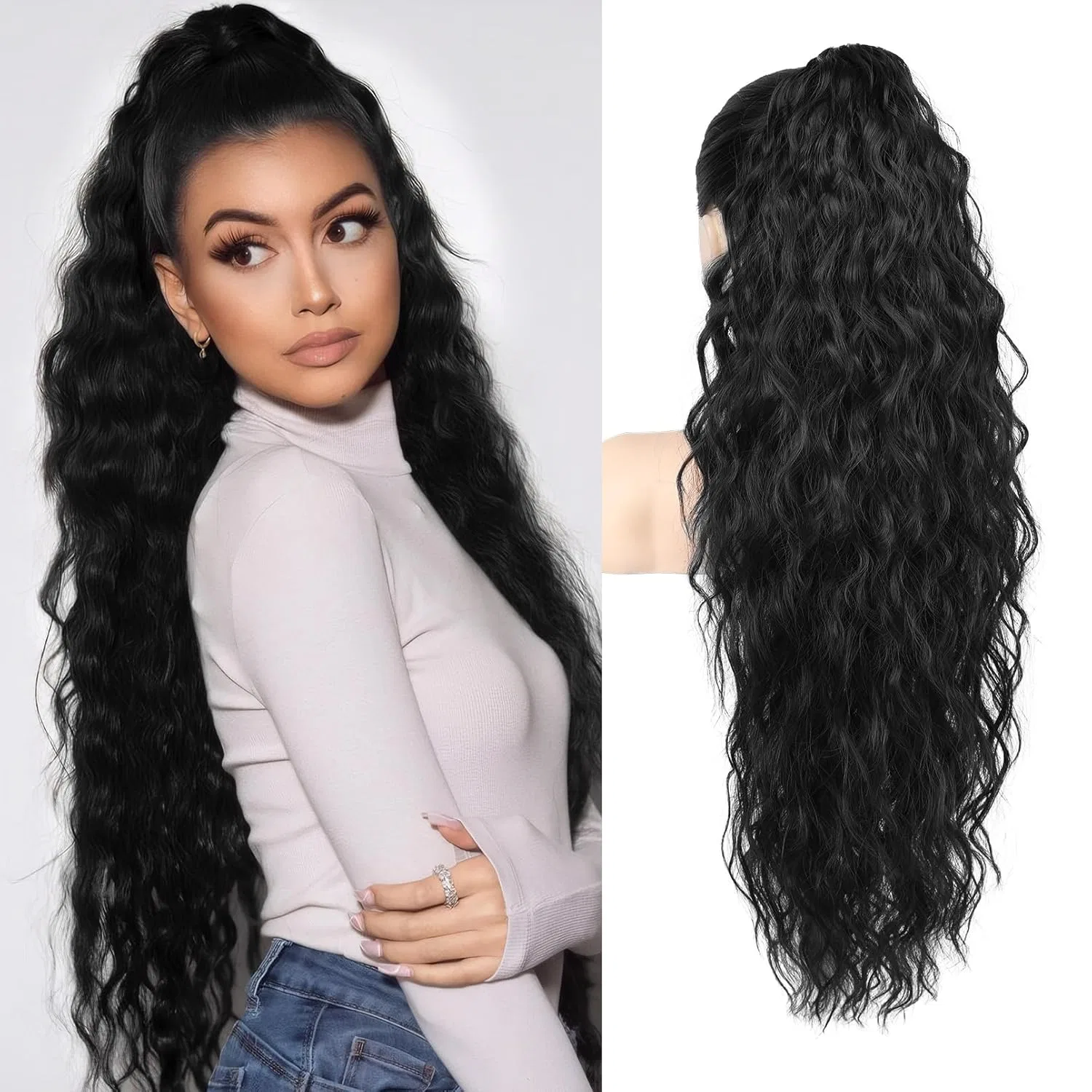 Накладной хвост на заколке ManeMarvel 75 см, черный Manemarvel, Black