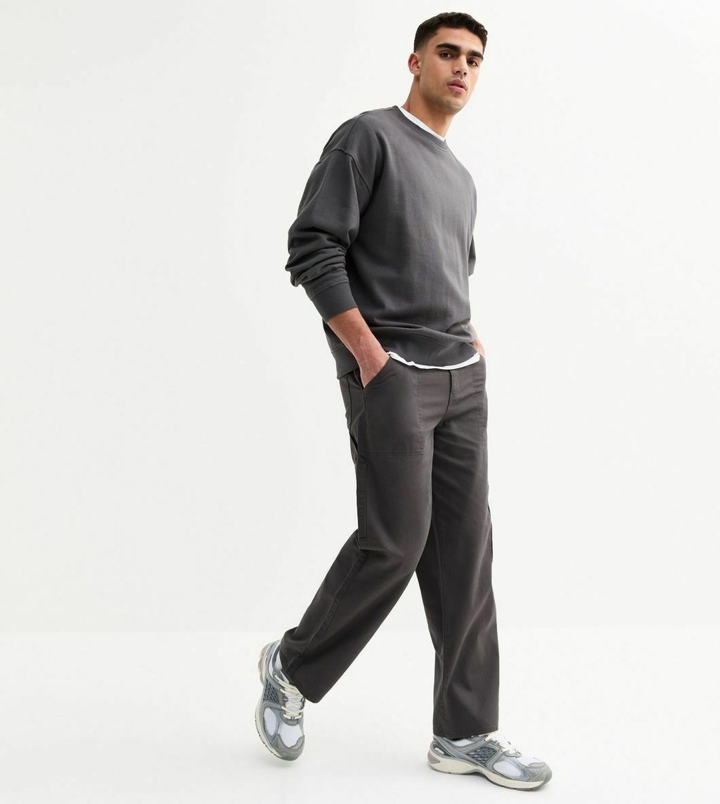 

Брюки-карго RELAXED COTTON CARPENTER New Look, темно-серый
