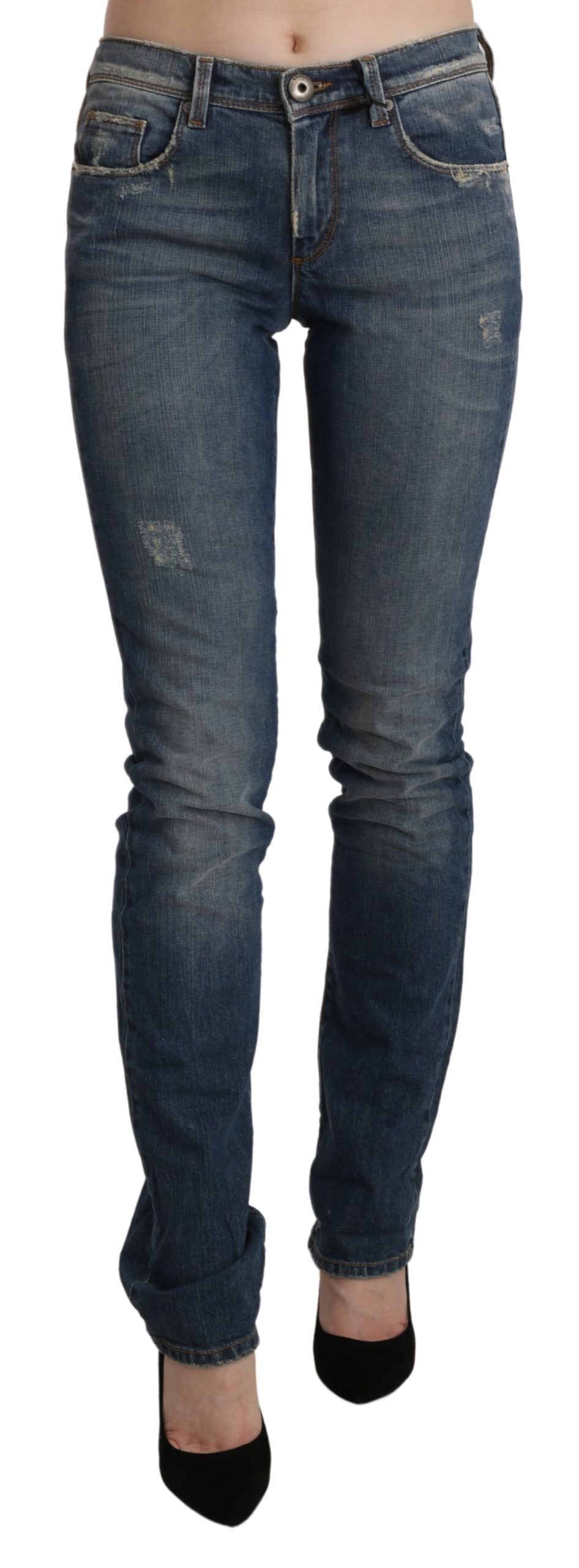 

Женские джинсы Ermanno Scervino Washed со средней талией Skinny, синий