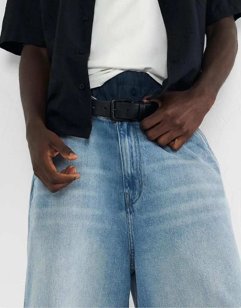 

Ремень Pull&Bear из искусственной кожи с матовой пряжкой черного цвета