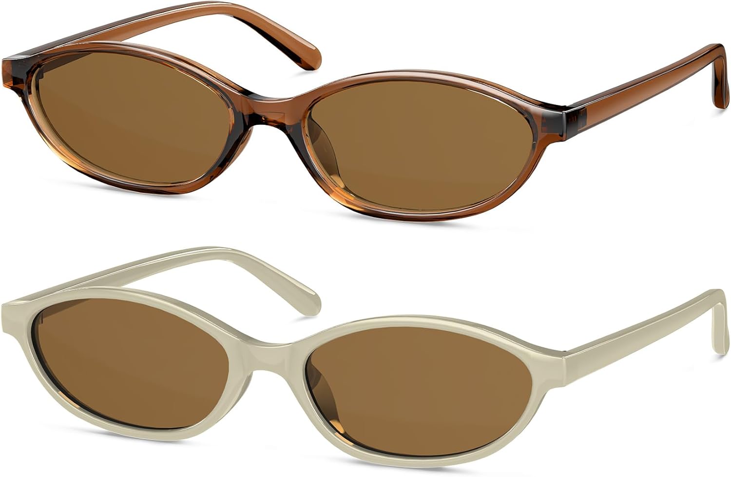 

Ретро-солнцезащитные очки овальной формы для женщин, очки «кошачий глаз»: стильные солнцезащитные очки в стиле 90-х, легкие и модные QALLY, (2 Pack)brown/Brown+khaki/Grey