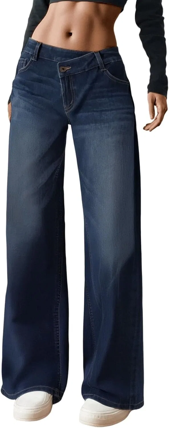 Джинсы свободные, Straight Leg, C04- Dark Blue