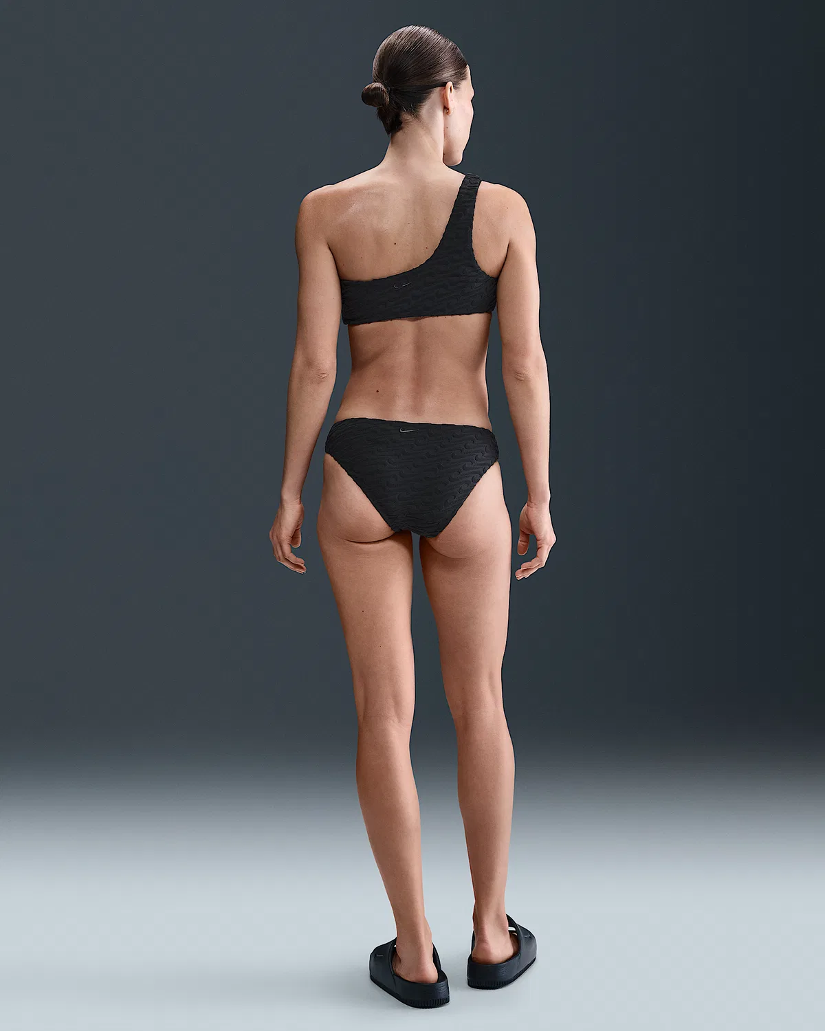 Женские бикини-трусы Terry Hipster Nike Swim Swoosh Link, Black — фото 4
