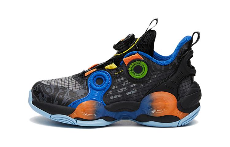 

Antakids Anta alien 2 нескользящие устойчивые к истиранию баскетбольные кроссовки mid top черный серый оранжевый для детей 3-7 лет