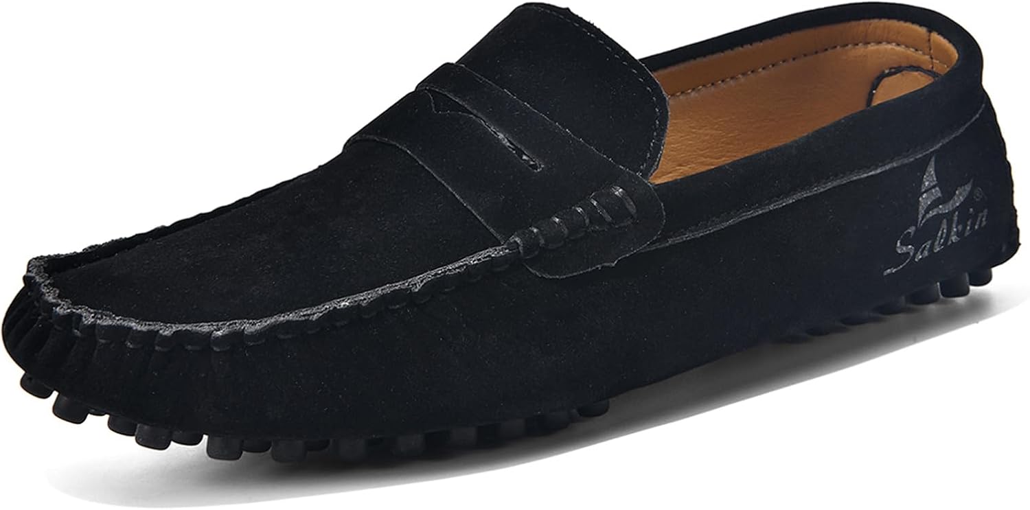 

Мужские замшевые кожаные слипоны TIXEWSJH, лоферы с монетницей, повседневные, легкие, мягкие, дышащие, с круглым носком, противоскользящие, мокасины, лодочные туфли для выходных, офиса, вечеринки, свадьбы и торжественных мероприятий, черный