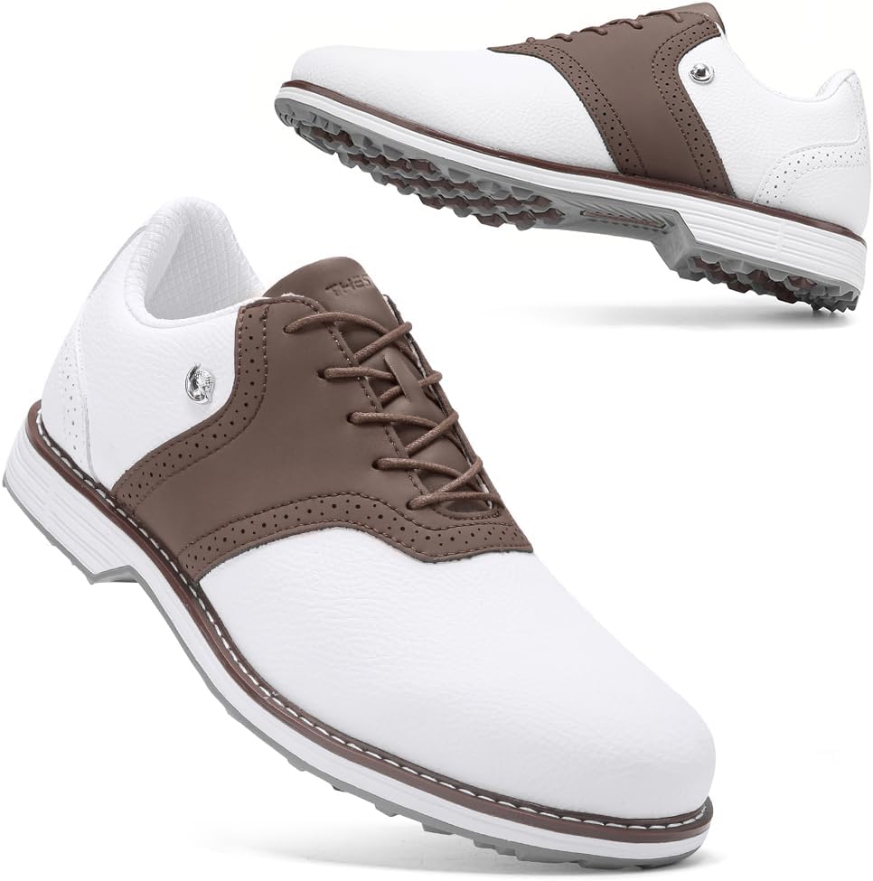 

Мужские гольф-туфли для спорта на улице, кроссовки для гольфа, тренировочные туфли для гольфа, мужские с шипами и без шипов, обувь для гольфа Ifrich, белый/коричневый
