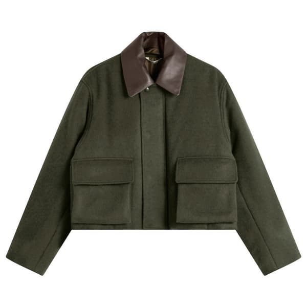 

Фланелевая стеганая короткая куртка Auralee, темно-оливковый