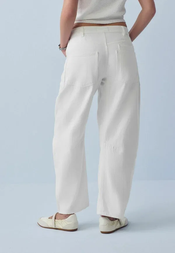 Джинсы Regular fit double pocket barrel, Next, белый — фото 3
