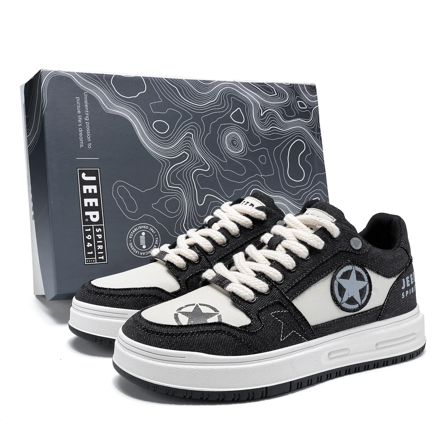 Кроссовки для скейтбординга Darth Vader Abrasion Resistant Lightweight Breathable Height Increasing Low top мужские JEEP SPIRIT, premium feel-polar белый/furious sea синий — фото 3