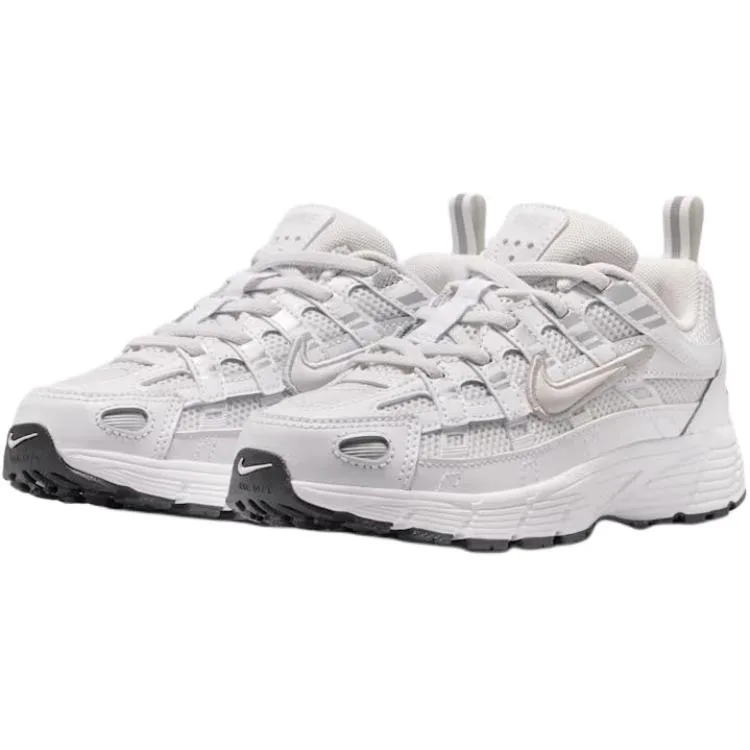 Nike Беговые кроссовки p 6000 из натуральной кожи, дышащие, низкие, серебристо-белые, детские — фото 4