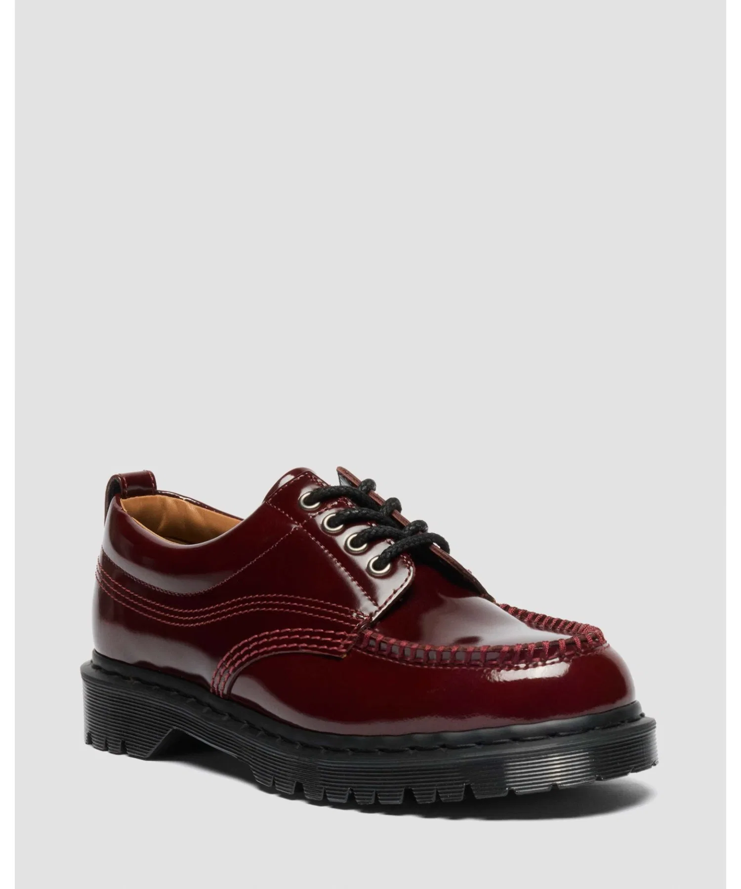 Унисекс обувь Dr. Martens LOWELL 4 отверстия из кожи вишнёво-красного цвета