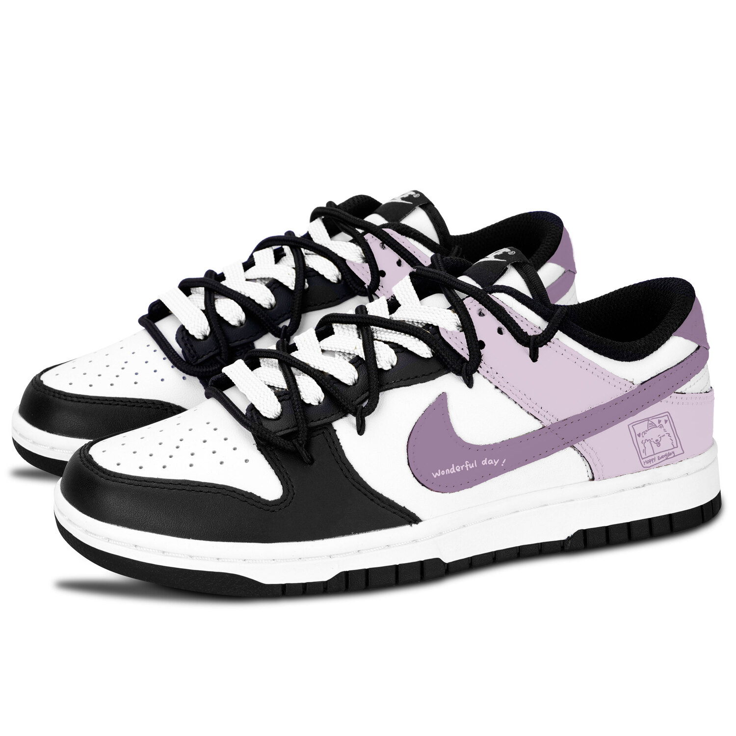Nike Dunk Black White, Purple Soft Sweet Leather Slip Resistant Abrasion Resistant Low top Skateboard Shoes Purple — фото 4