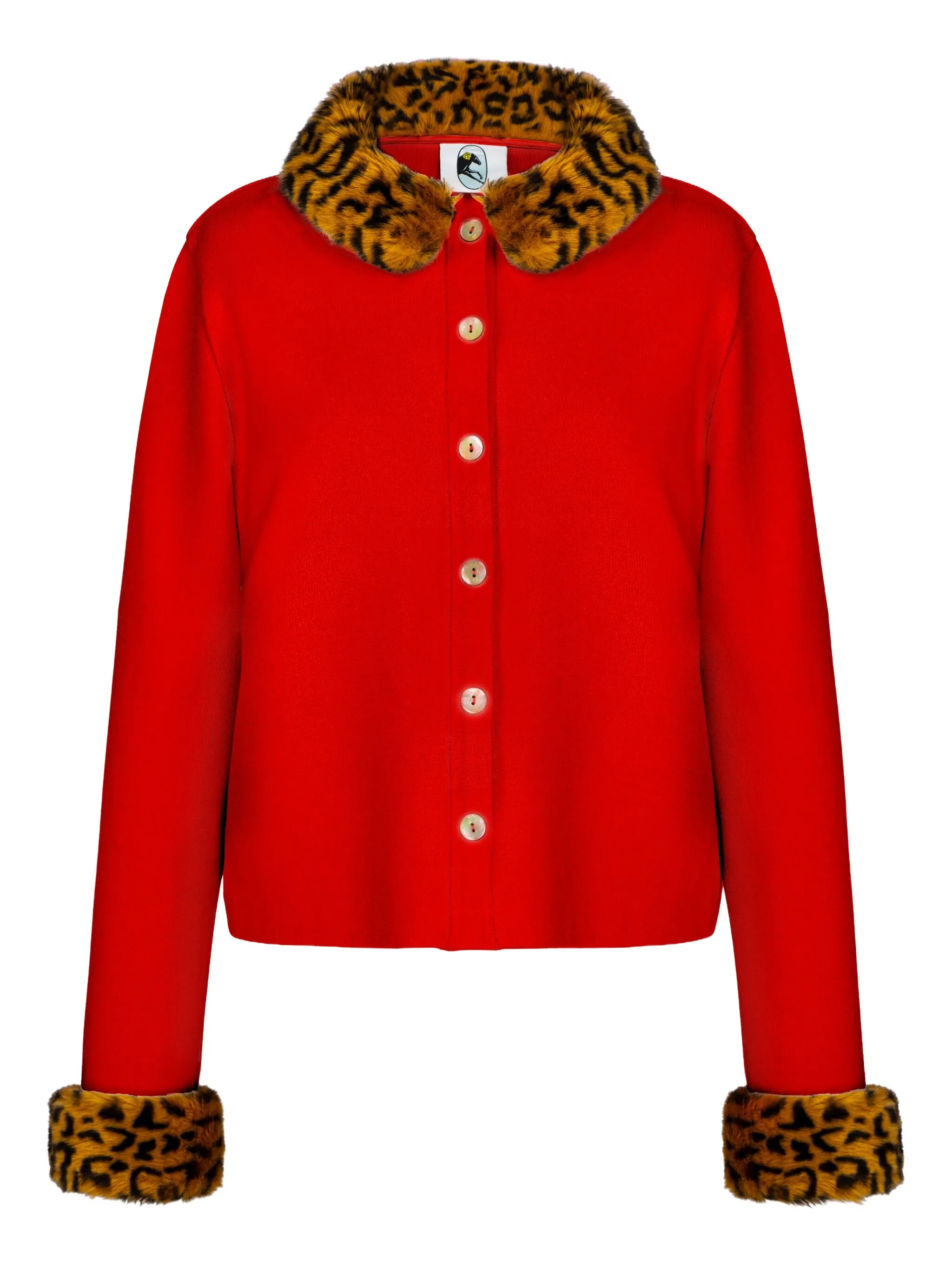 

Кардиган с воротником-стойкой Carmela с животным принтом Sleeper, красный