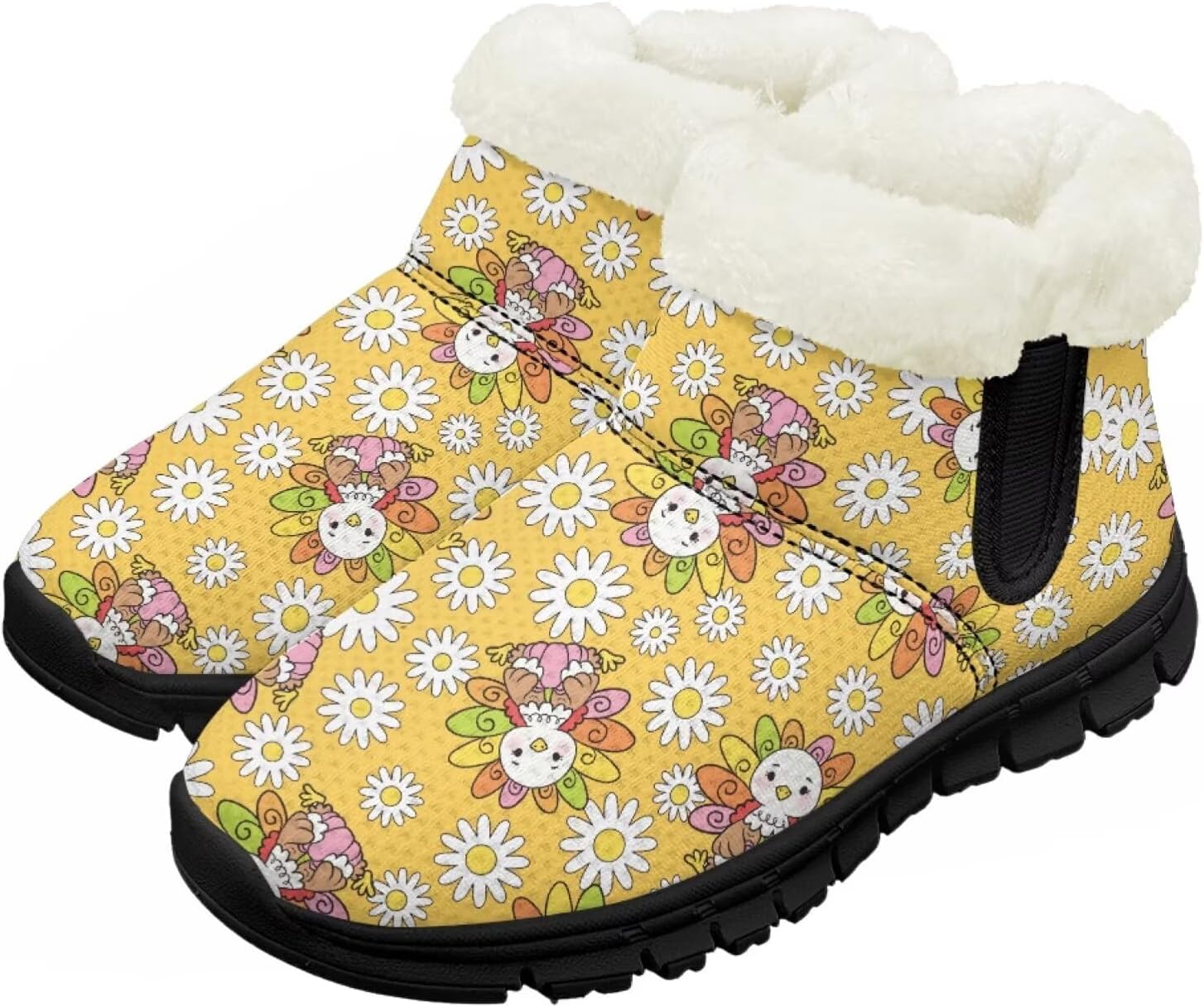 

Зимние сапожки для девочек-детей, противоскользящие прогулочные ботинки с меховой подкладкой, модные теплые короткие сапожки для вечеринки Pointodoor, Axolotl Turkey Daisy