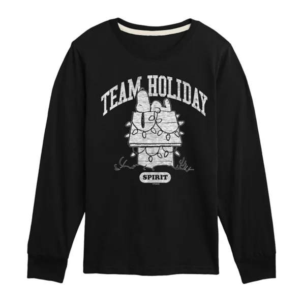 

Футболка с длинным рукавом и принтом «Peanats Team Holiday Spirit» для мальчиков 8–20 лет Licensed Character, черный